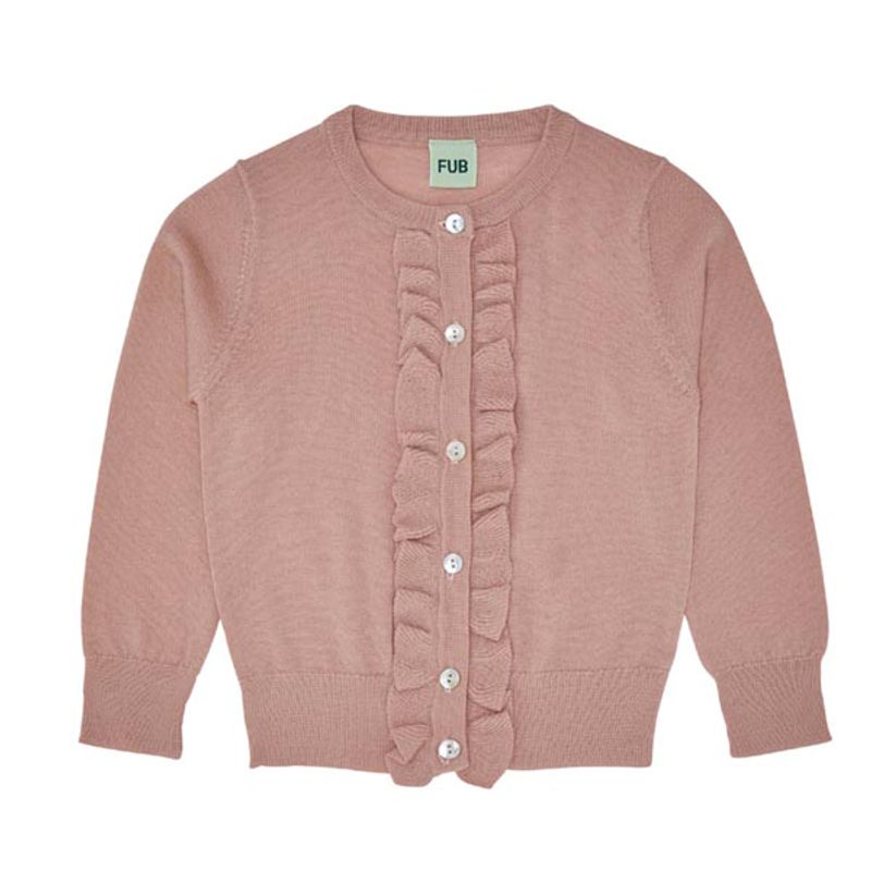Cardigan med rysjer Barn Merinoull Rosa FUB