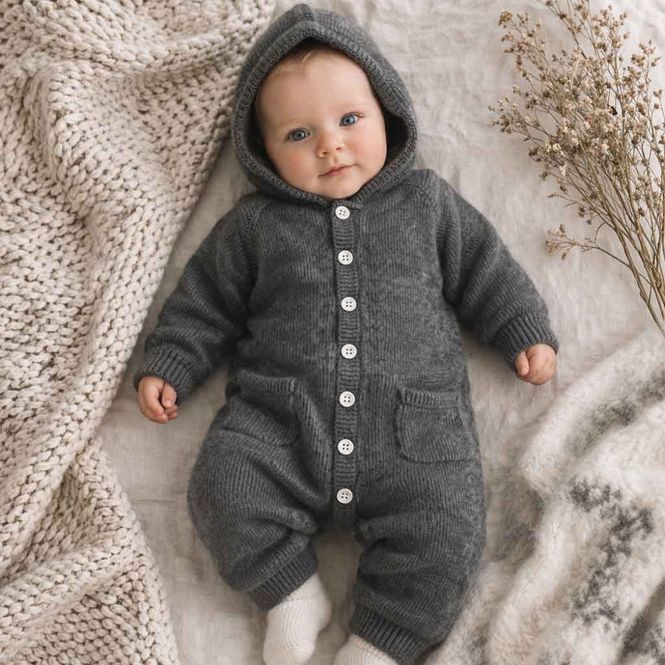 Hovedbilde Baby heldress Merinoull Grå FUB