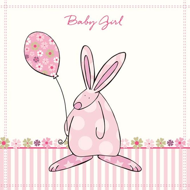 Hovedbilde Kort Baby Girl blomster Rufus Rabbit