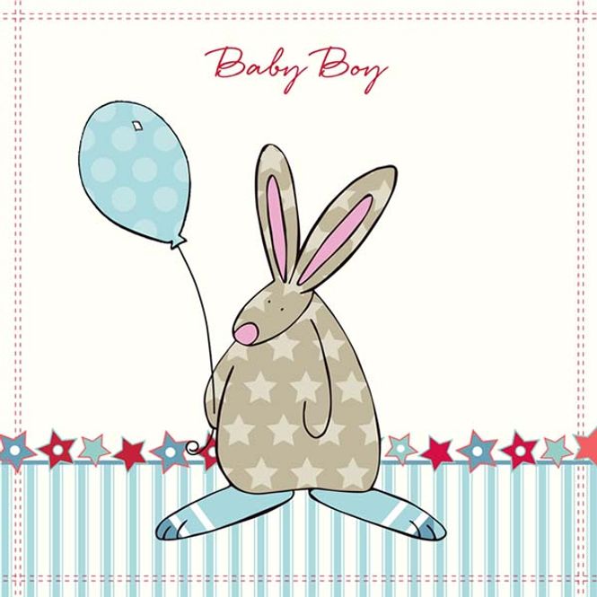Hovedbilde Kort Baby Boy stjerner Rufus Rabbit