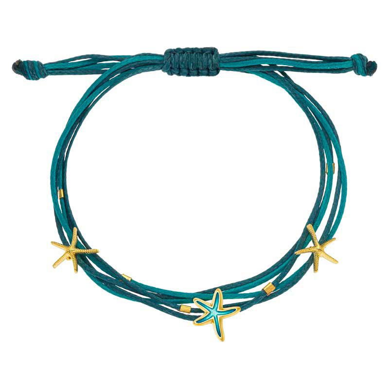 Armbånd ATLANTIS 3 sjøstjerner turkis cords gull Onirolithi