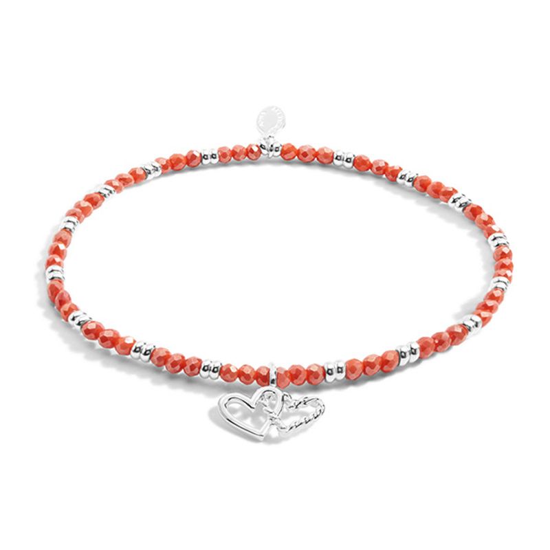 Armbånd BOHO BEADS DOUBLE HEART korall Joma Jewellery