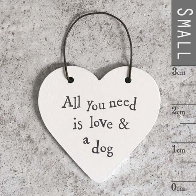 Hovedbilde Mini skilt hjerte All you need is love & a dog East of India 