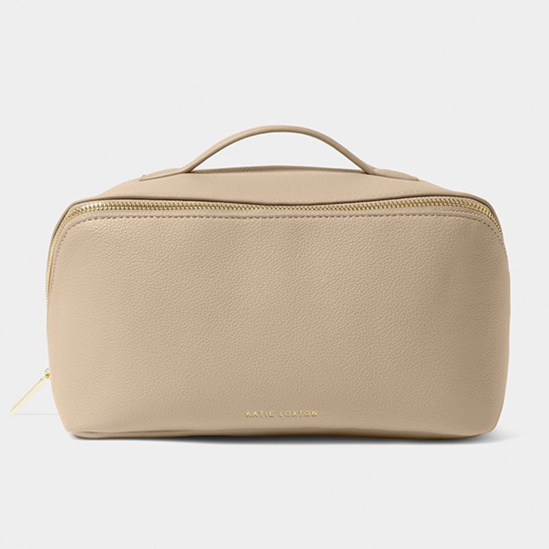 Toalettmappe m skrå glidelås beige Katie Loxton
