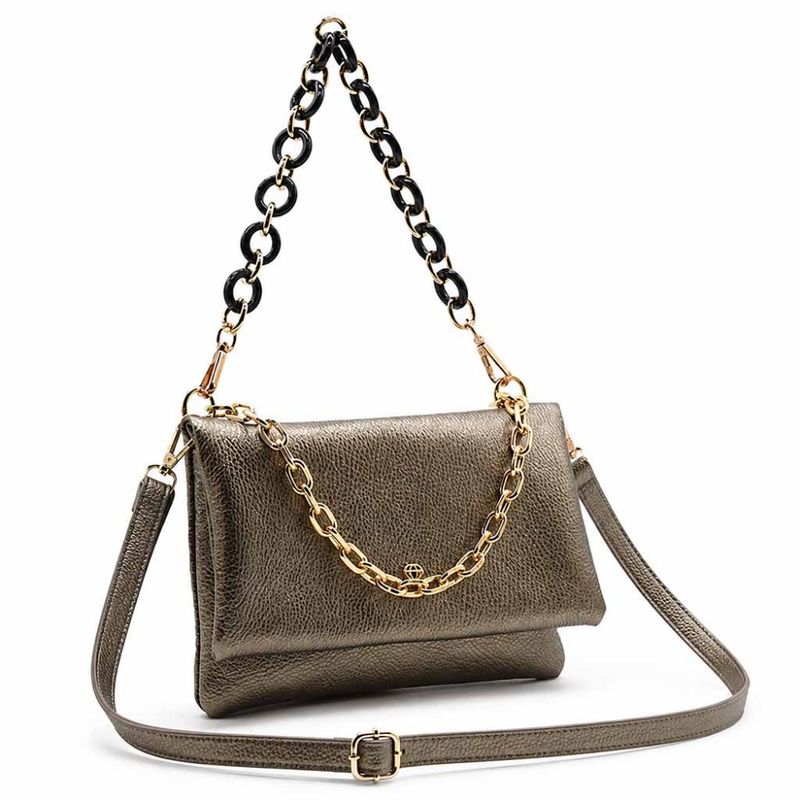Clutch veske BIANCA bronse med klaff gull Caleidos 