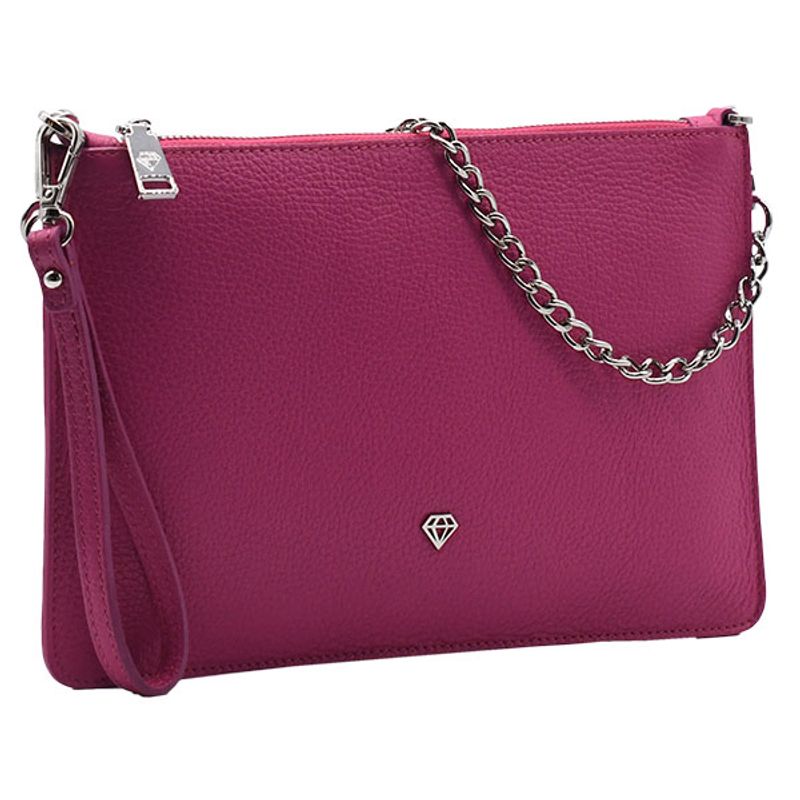 Clutch veske fuxia rosa sølv Caleidos