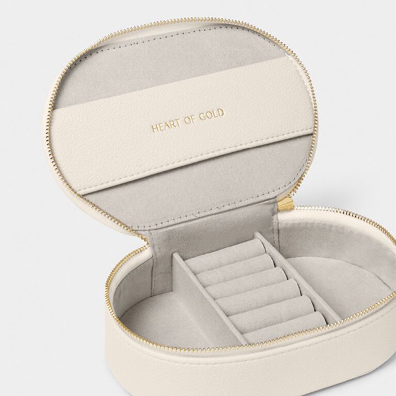 Ovalt smykkeskrin HEART OF GOLD offwhite Katie Loxton